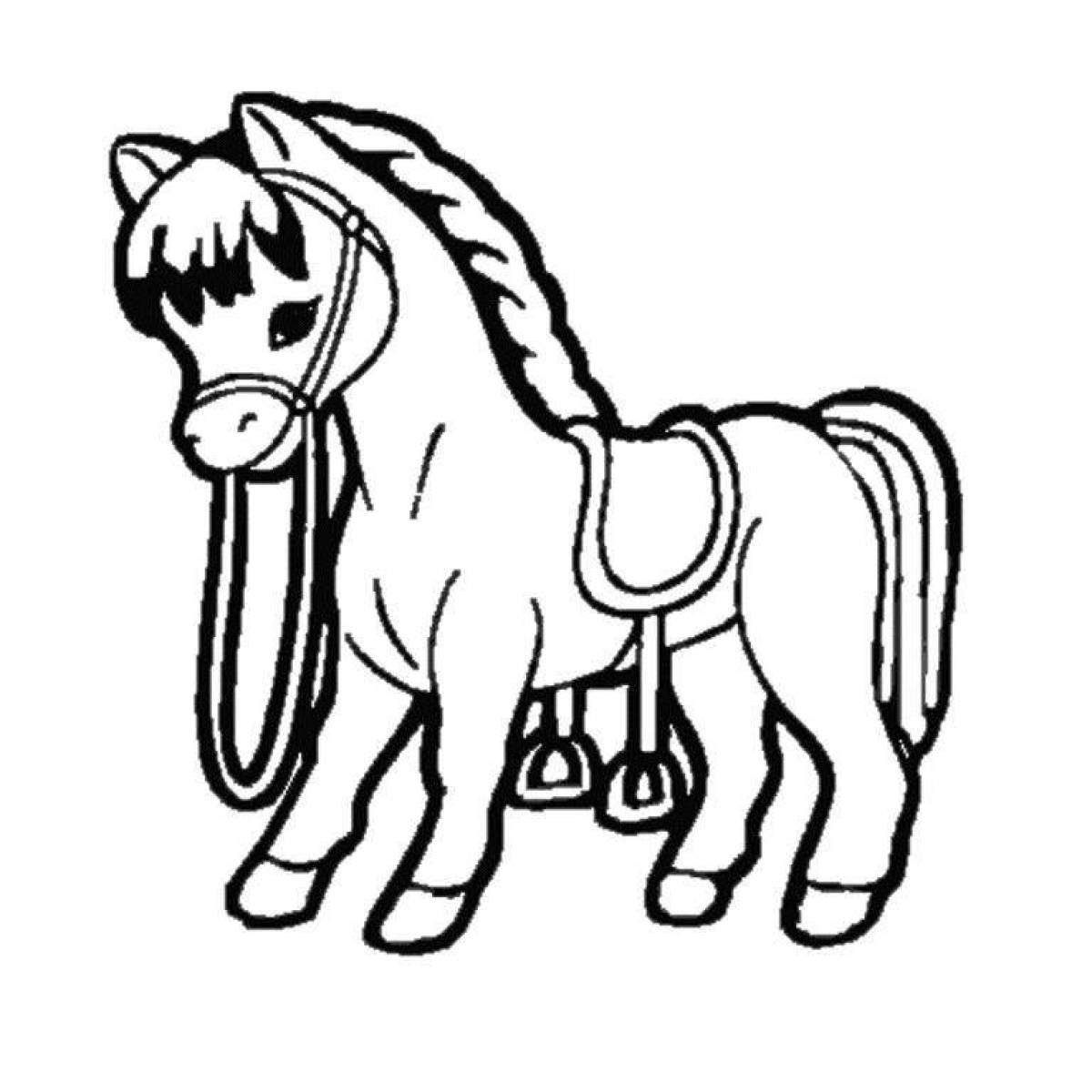 Amazing horse coloring page for 3-4 year olds