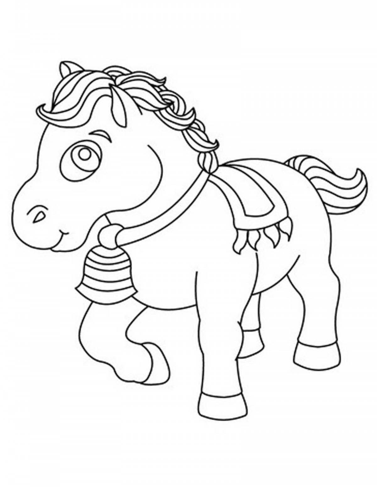 Live horse coloring book for 3-4 year olds