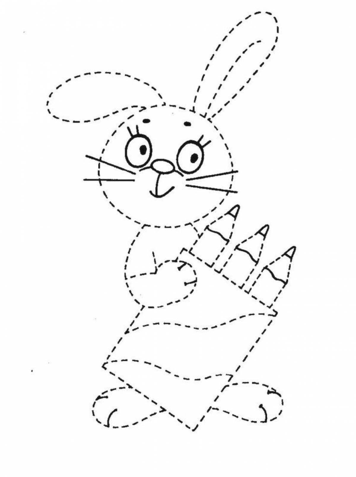 Playful coloring rabbit