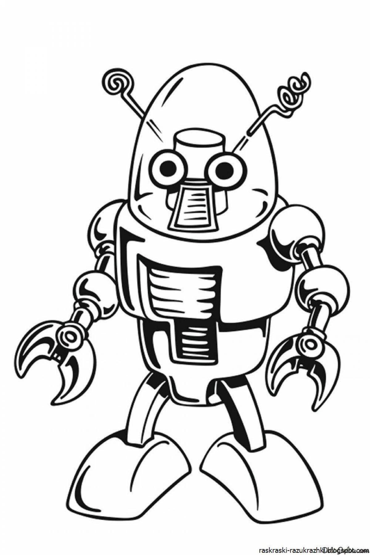 Cute robot coloring book for 3-4 year olds