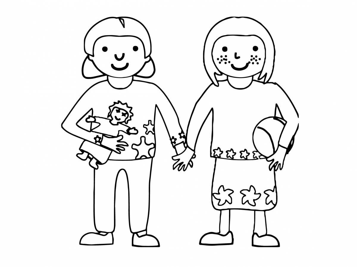 Colorful friends coloring page
