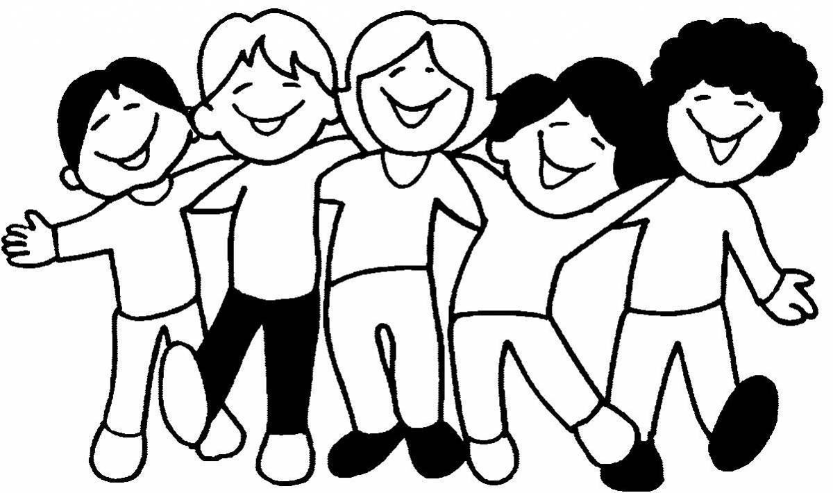 Happy friends coloring page