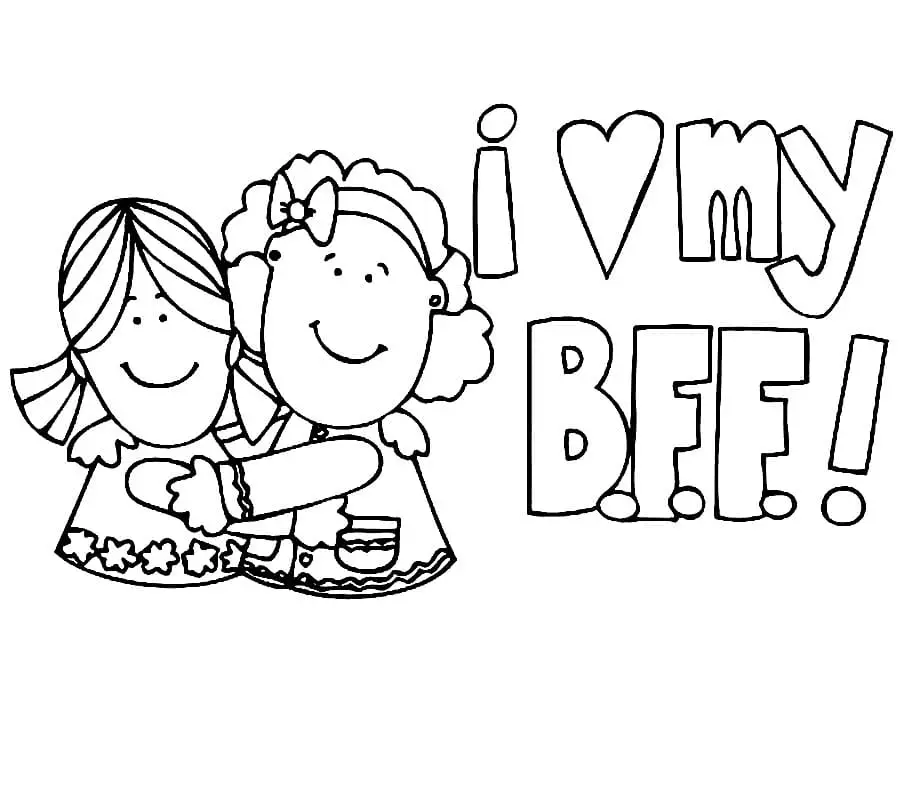 Colourful giggling friends coloring page