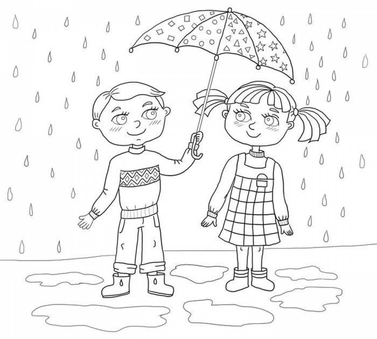 Colourful friends hugging coloring page