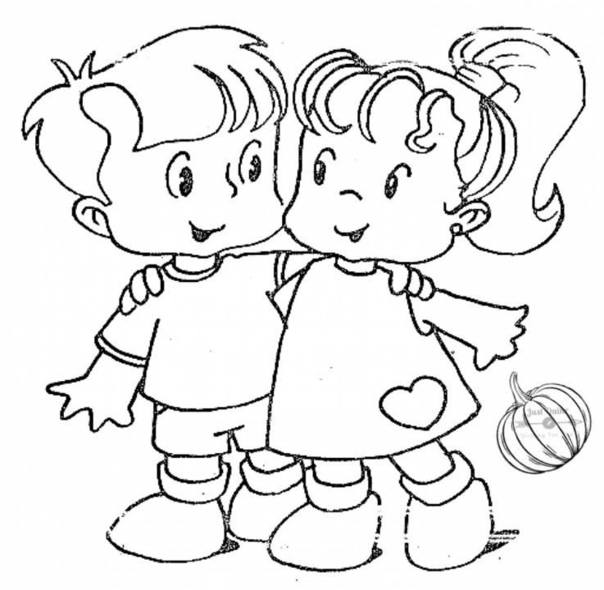 Colorful friends of friendship coloring page