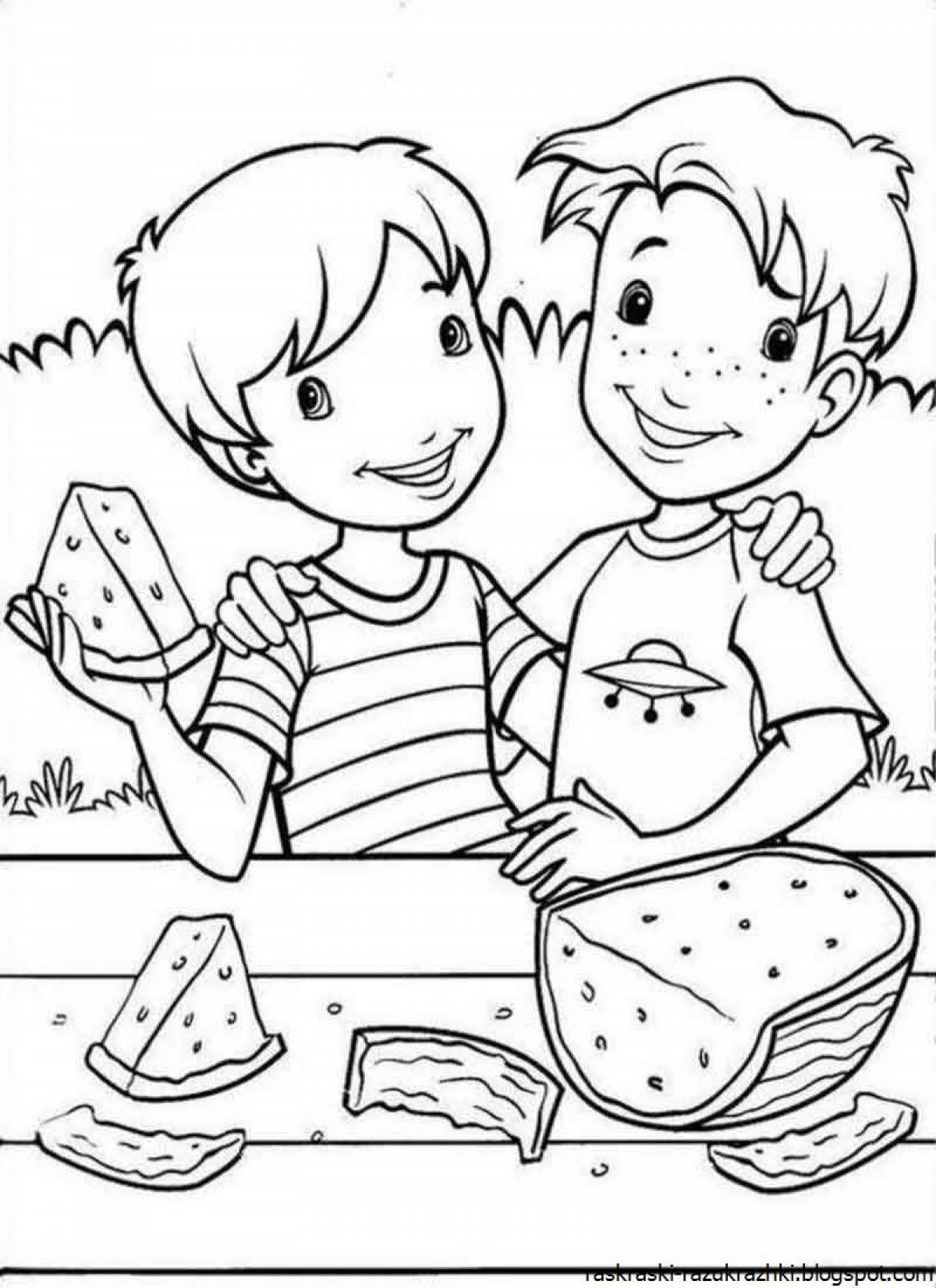 Colourful-joyful friends coloring page