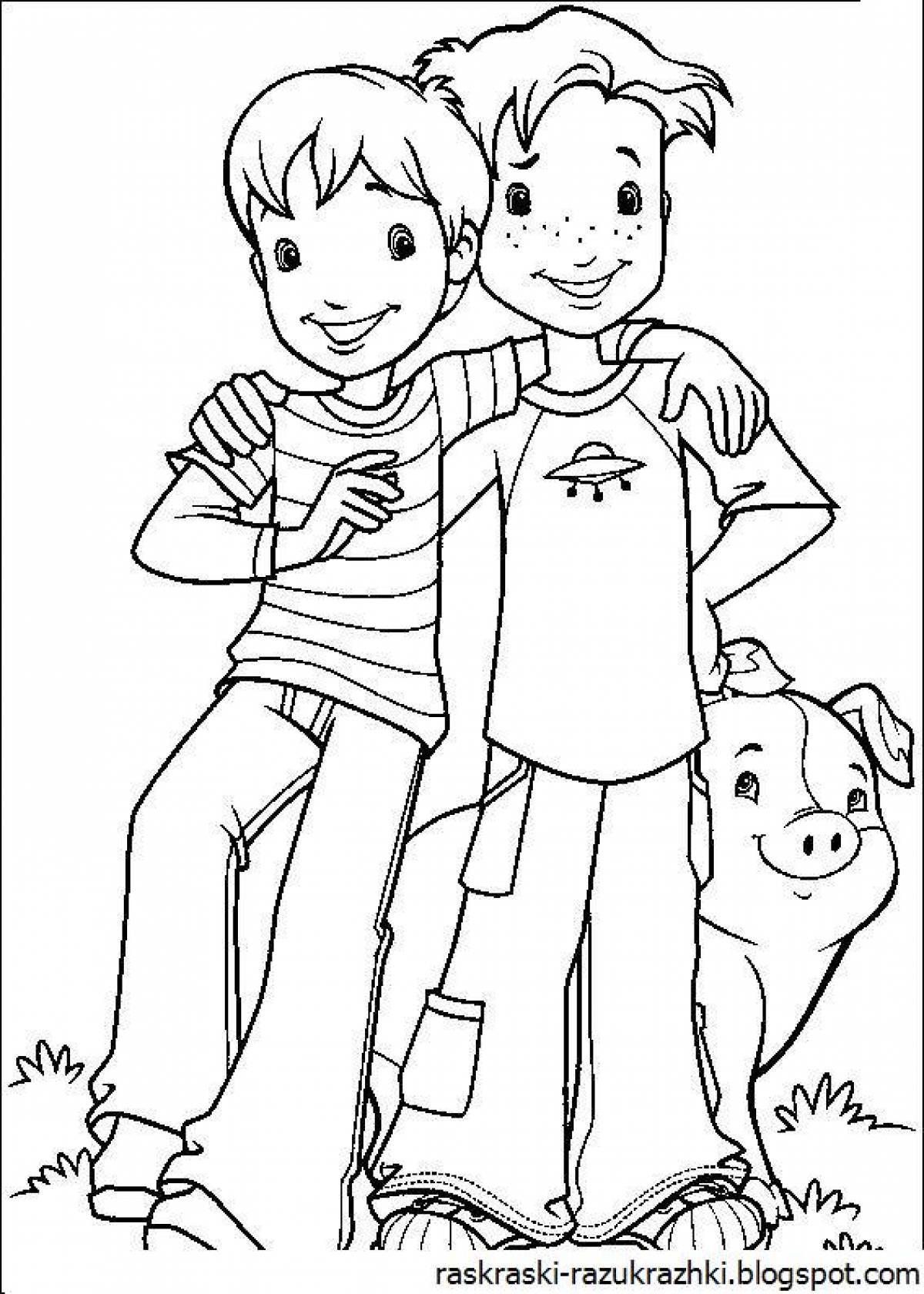 Coloring-greetings friends coloring page