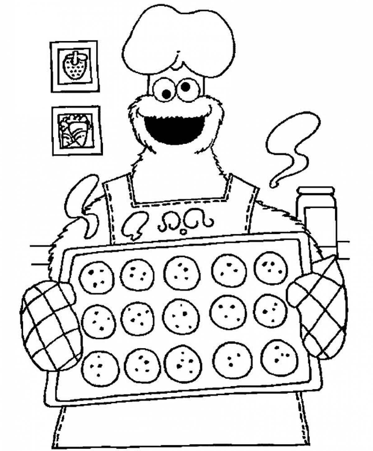 Adorable cookie coloring page