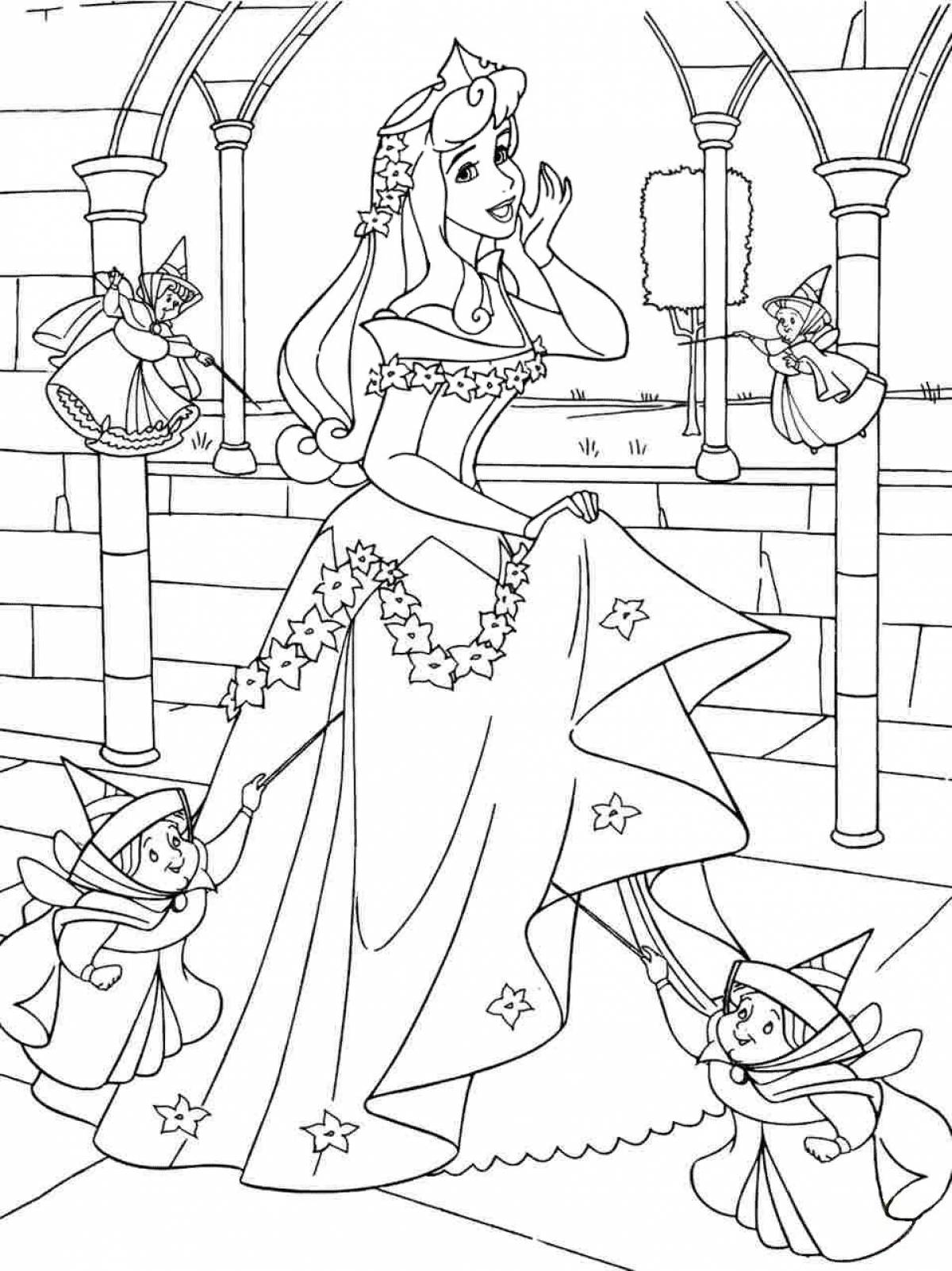 Colorful princess coloring page