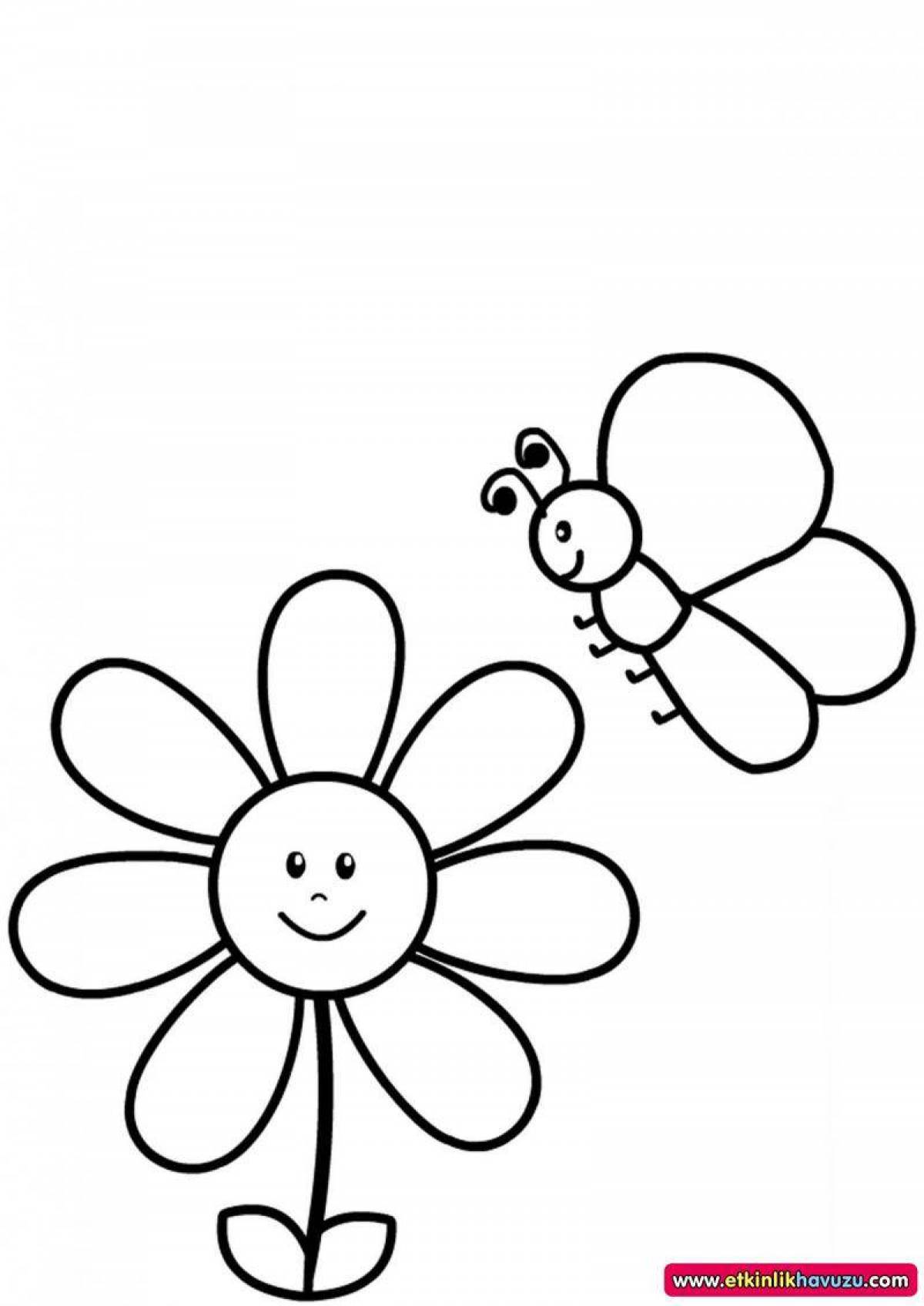Яркая раскраска цветок для детей