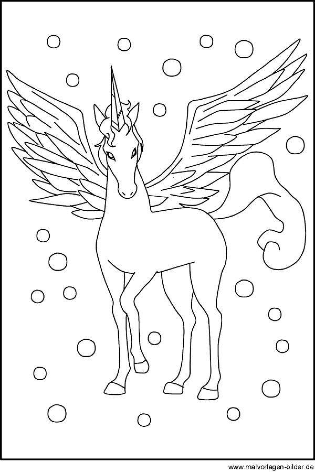 Gorgeous coloring unicorn with wings