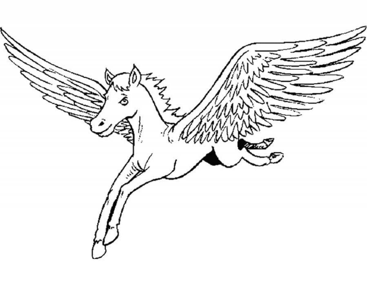 Perfect coloring unicorn with wings