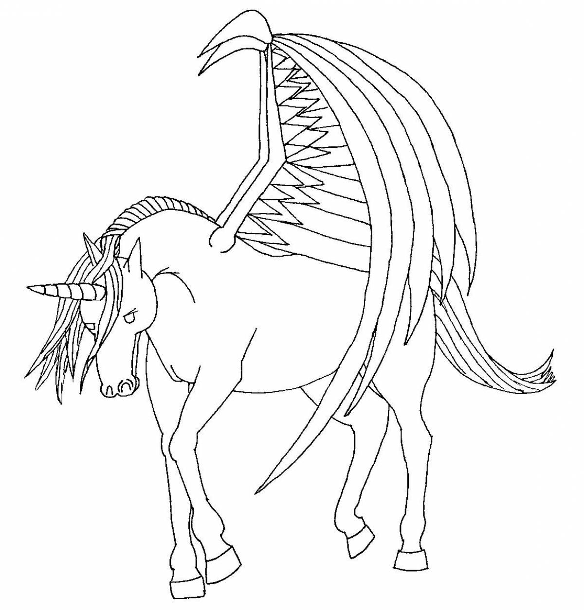 Dazzling coloring unicorn with wings