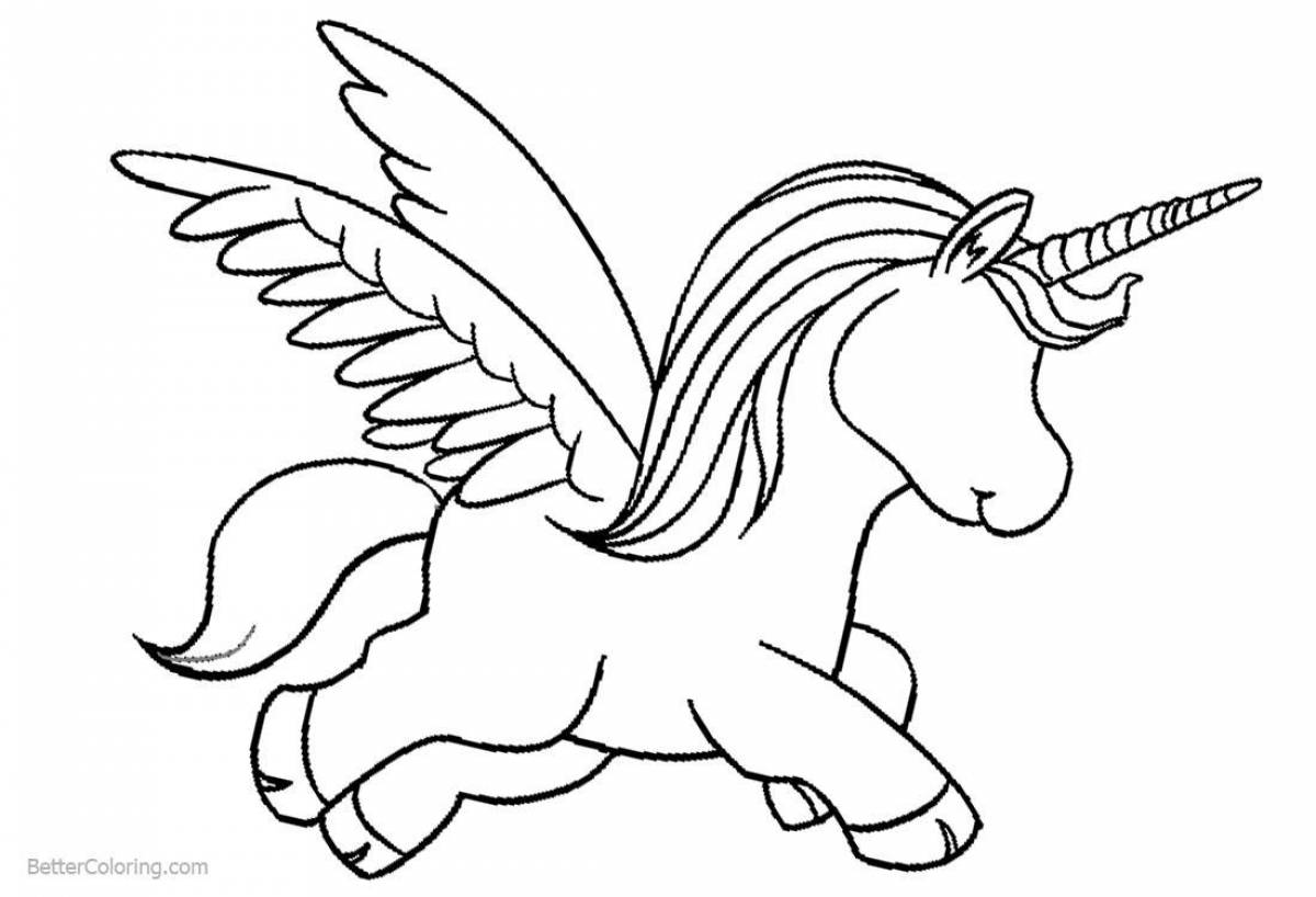 Royal coloring unicorn with wings