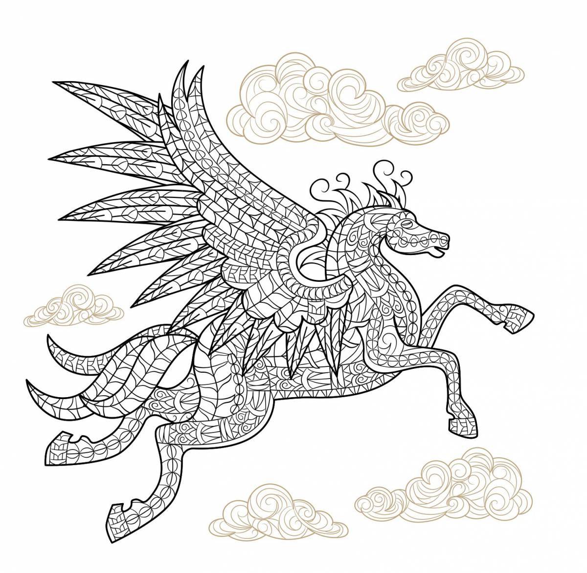 Luxury coloring unicorn with wings