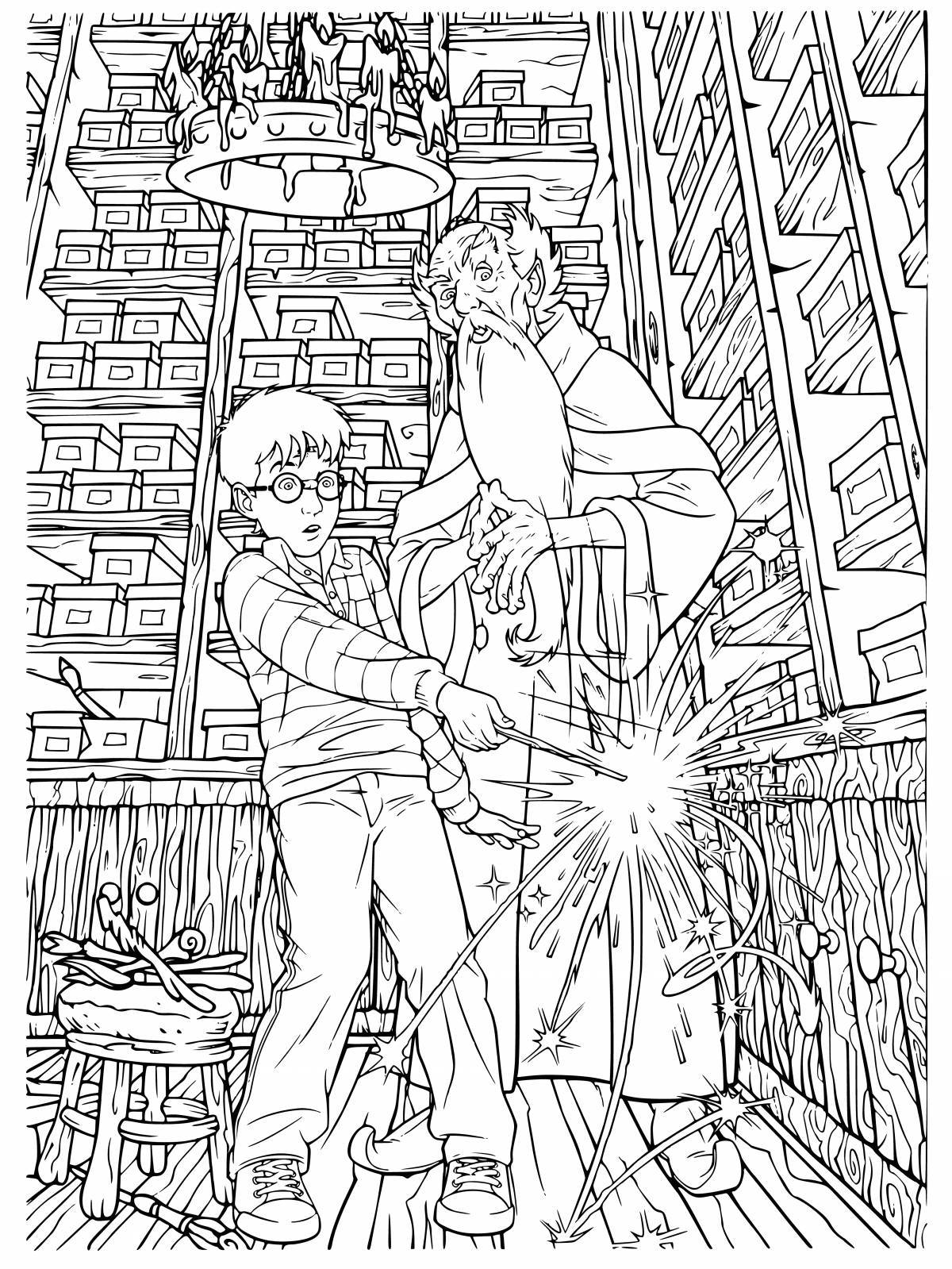 Awesome harry potter spiral coloring page