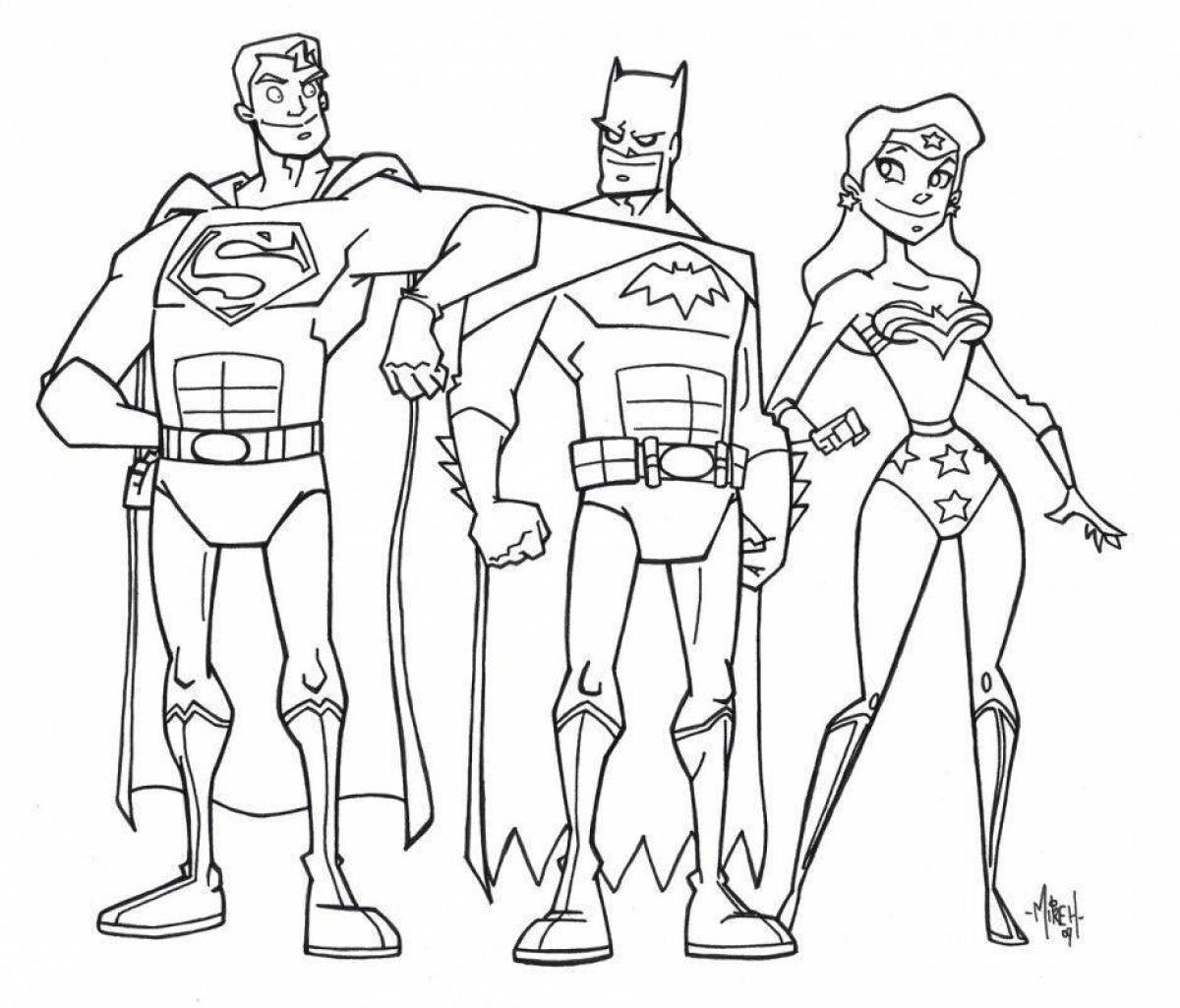 Funny superheroes coloring pages for kids