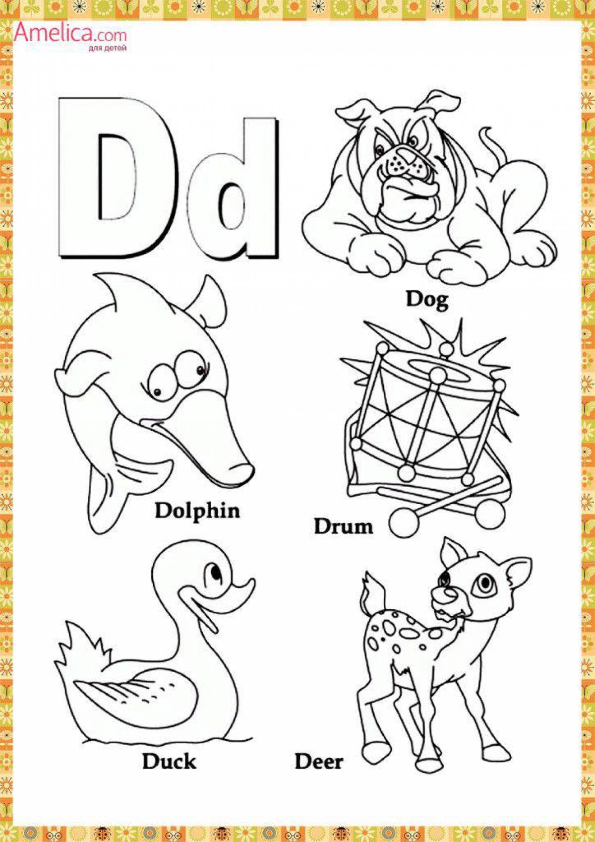 Colorful english alphabet coloring page