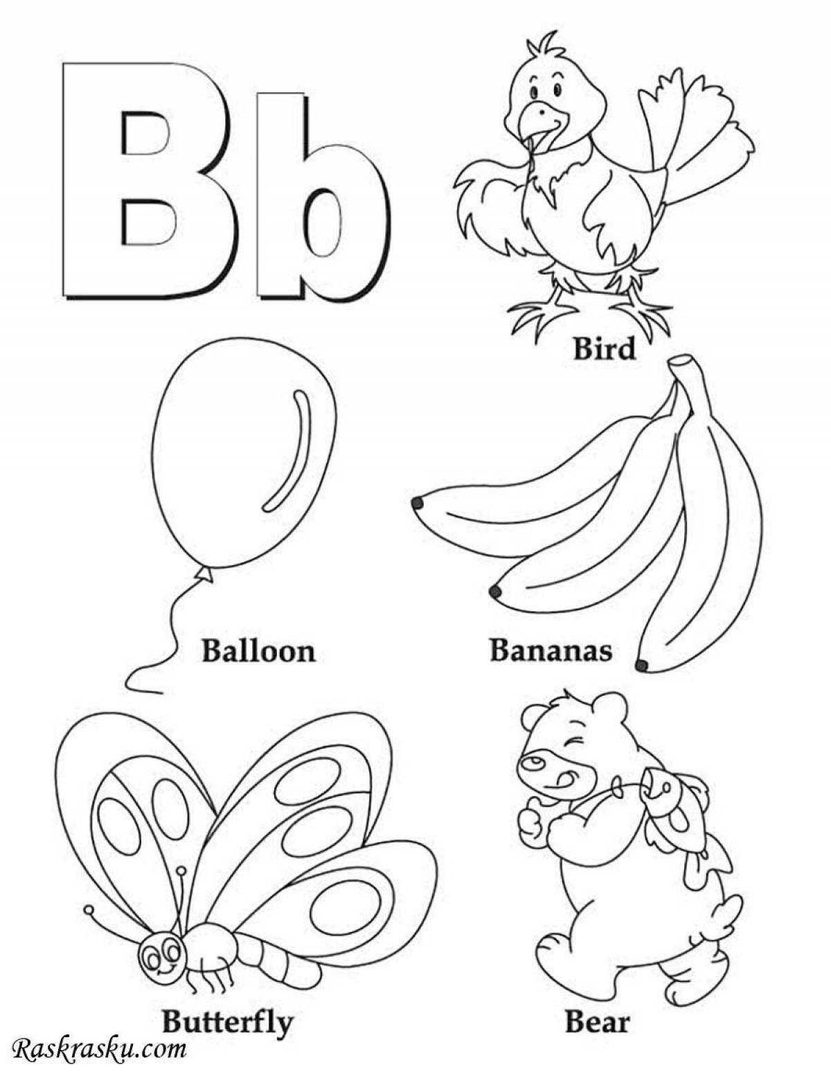 Bright english alphabet coloring page