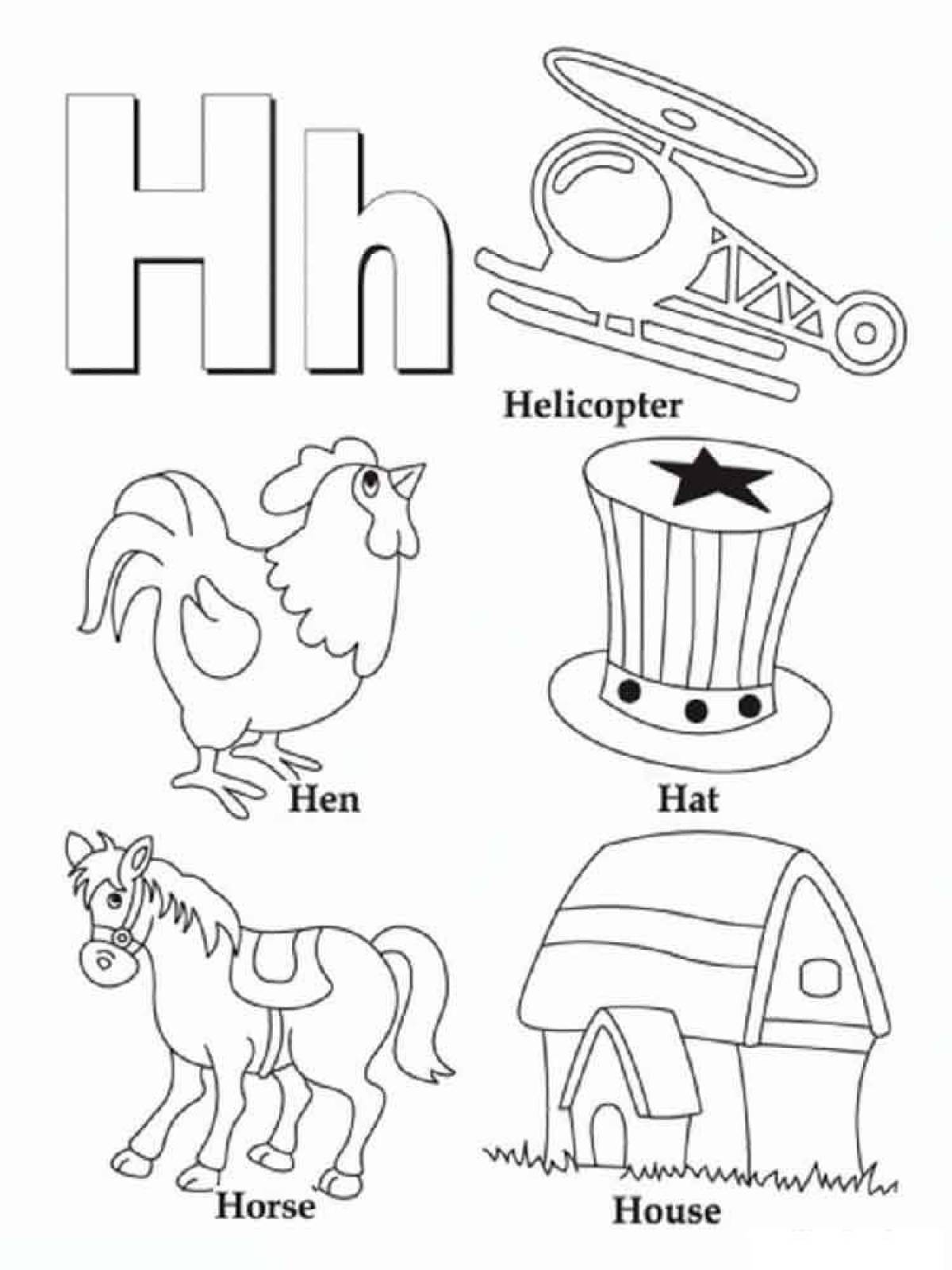 Coloring book with bright English alphabet