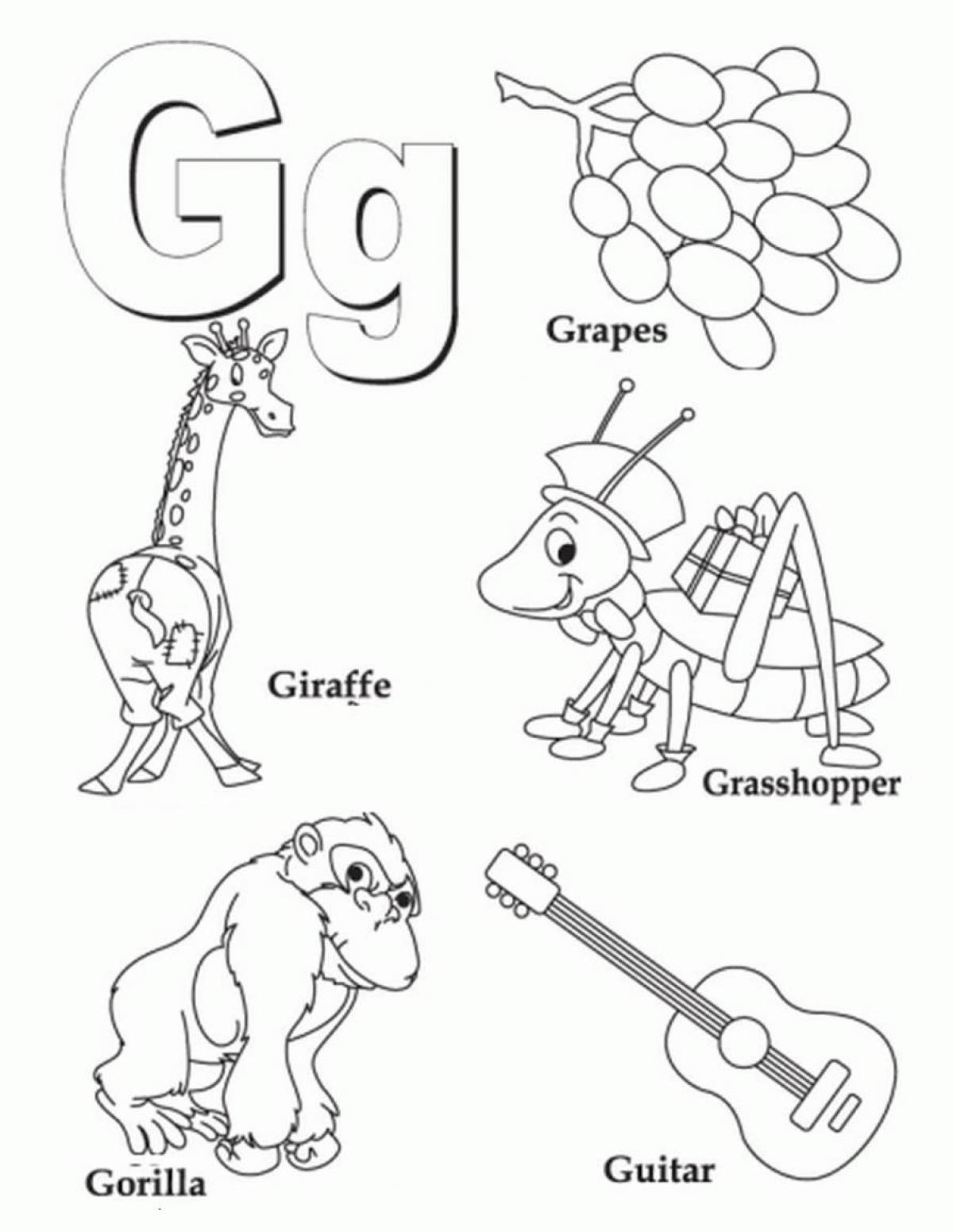Cute english alphabet coloring page