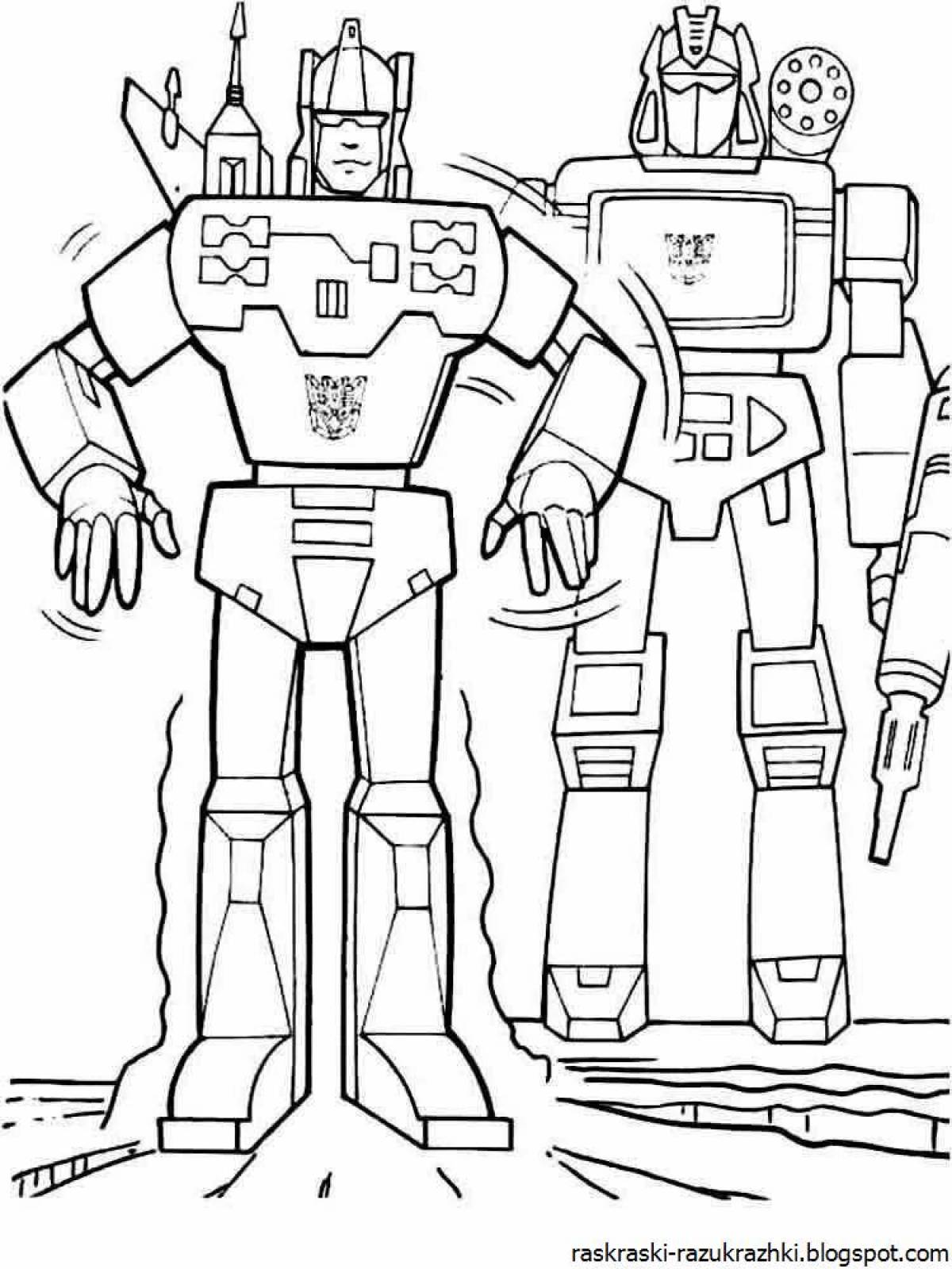 Colorful robot coloring book for 6-7 year olds