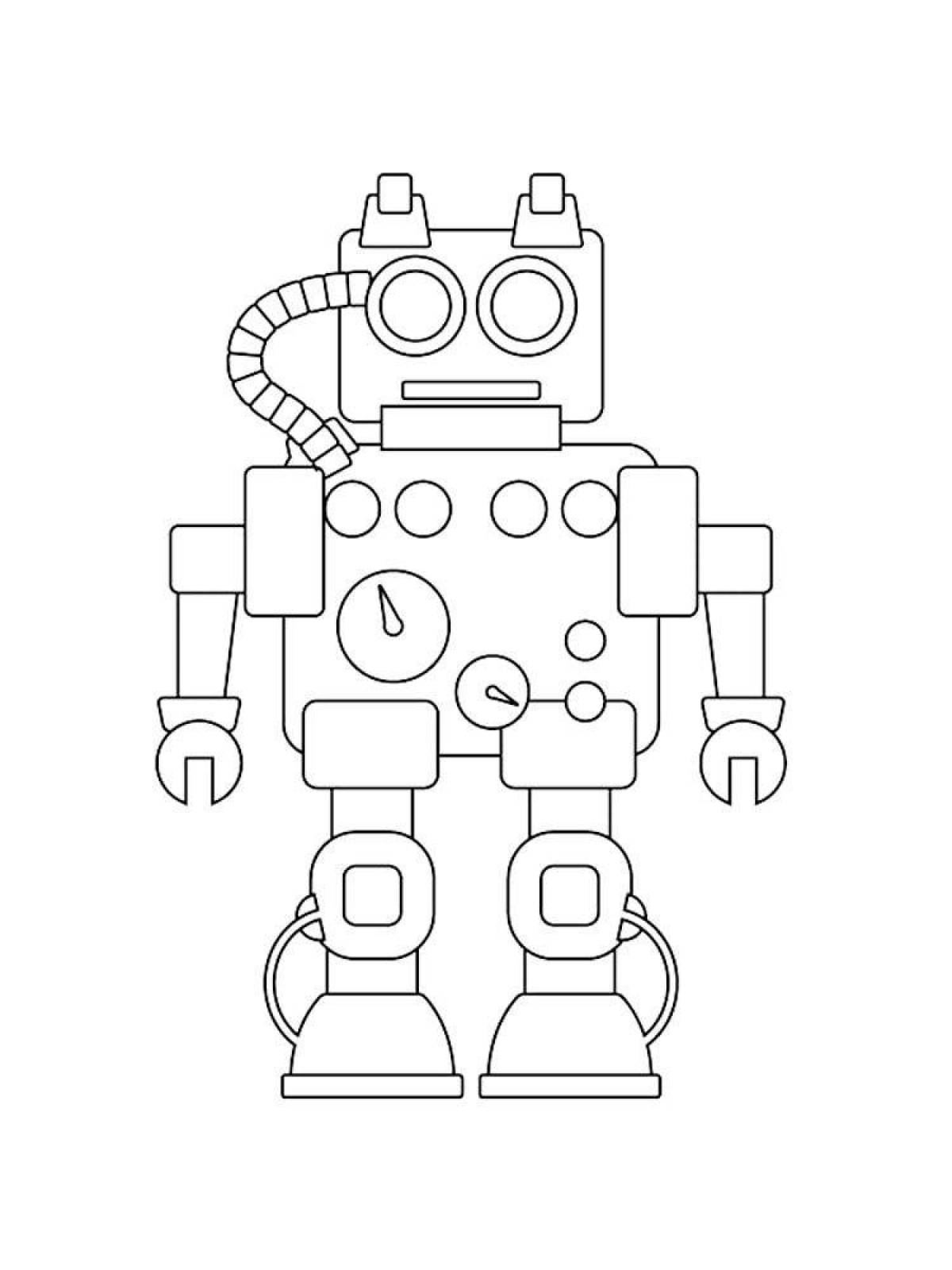 Innovative robot coloring page for 6-7 year olds