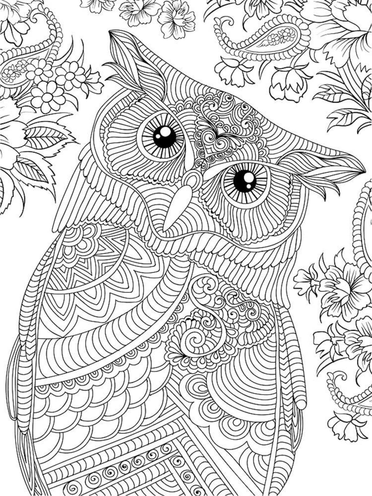 Fun coloring owl antistress
