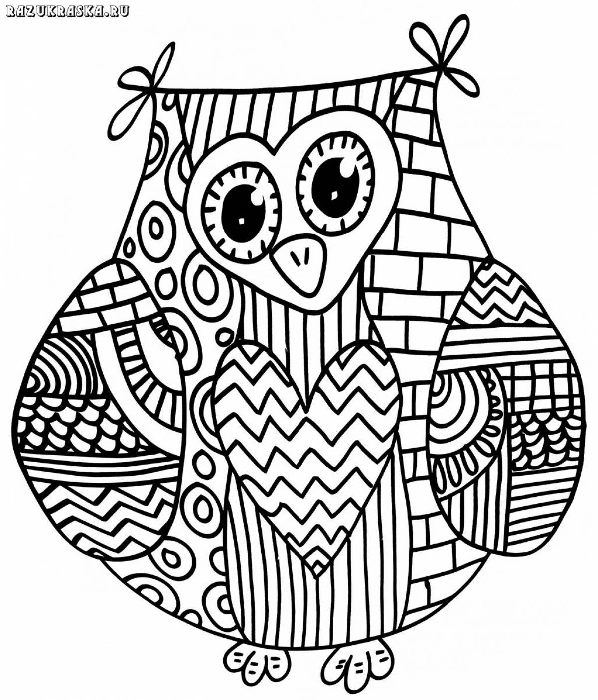 Playful coloring owl antistress