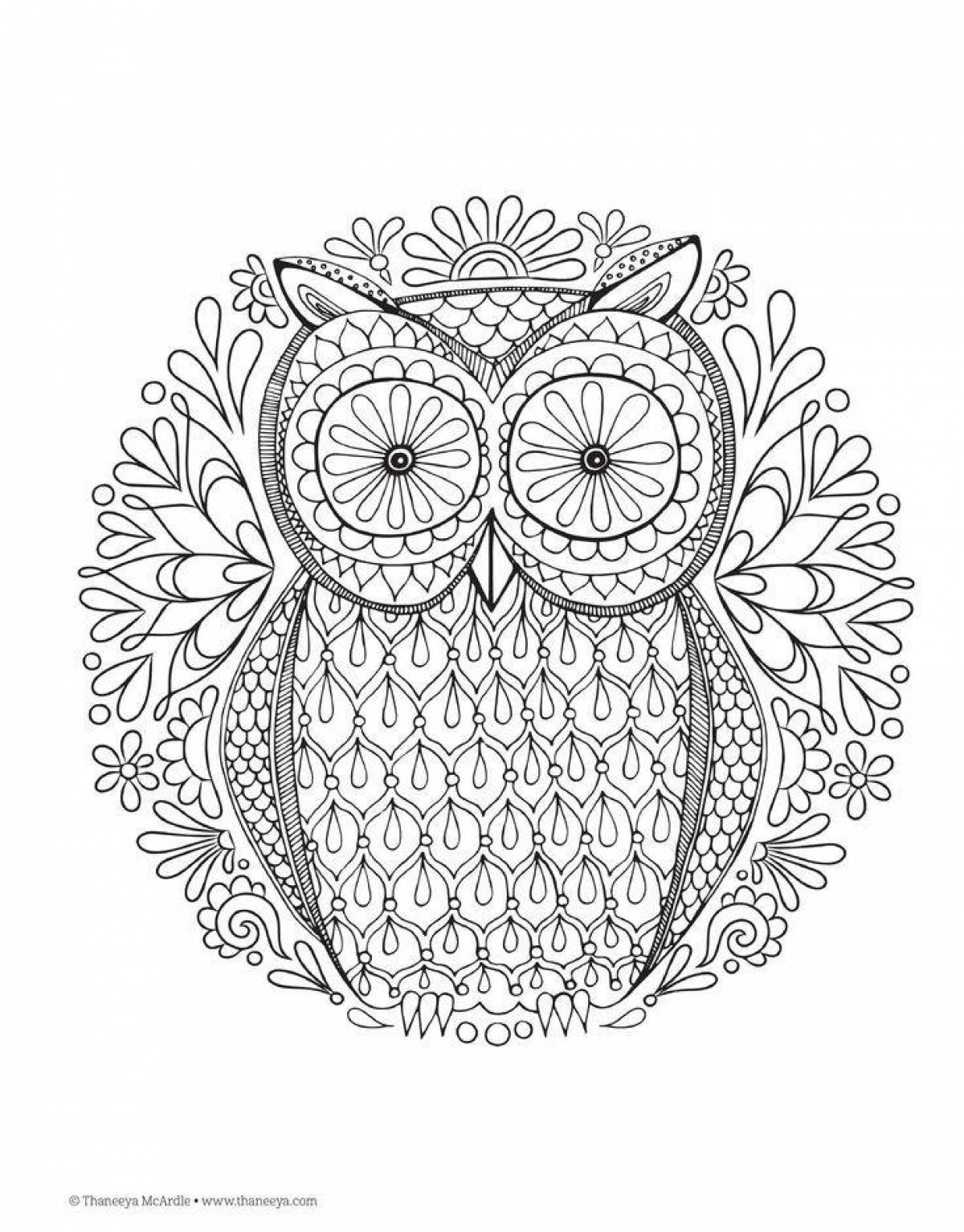 Exquisite coloring owl antistress