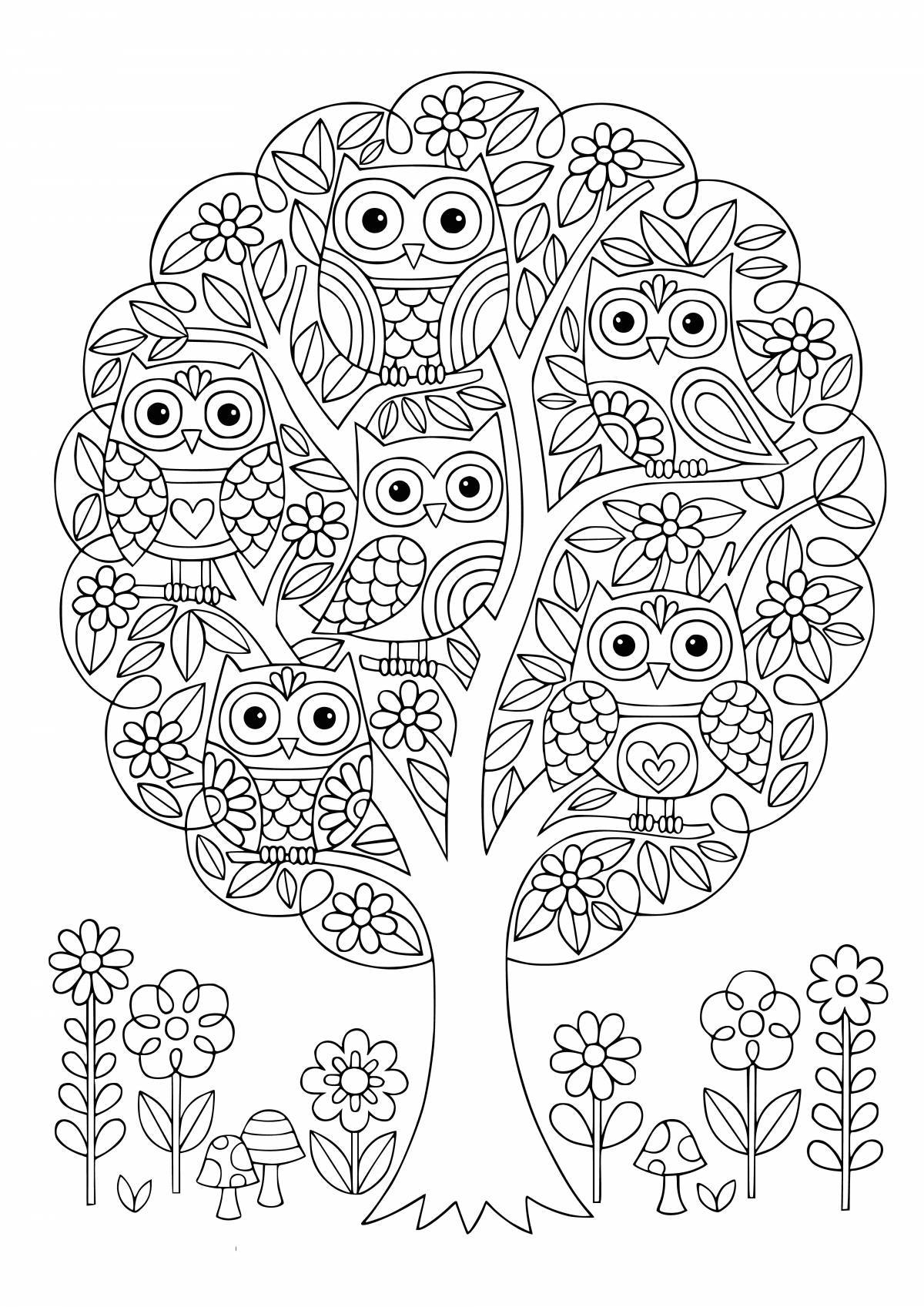 Ready coloring owl antistress