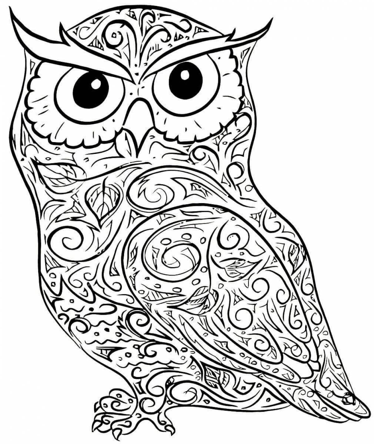 Artistic coloring owl antistress