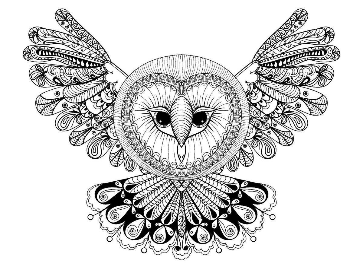 Уникальная раскраска сова антистресс