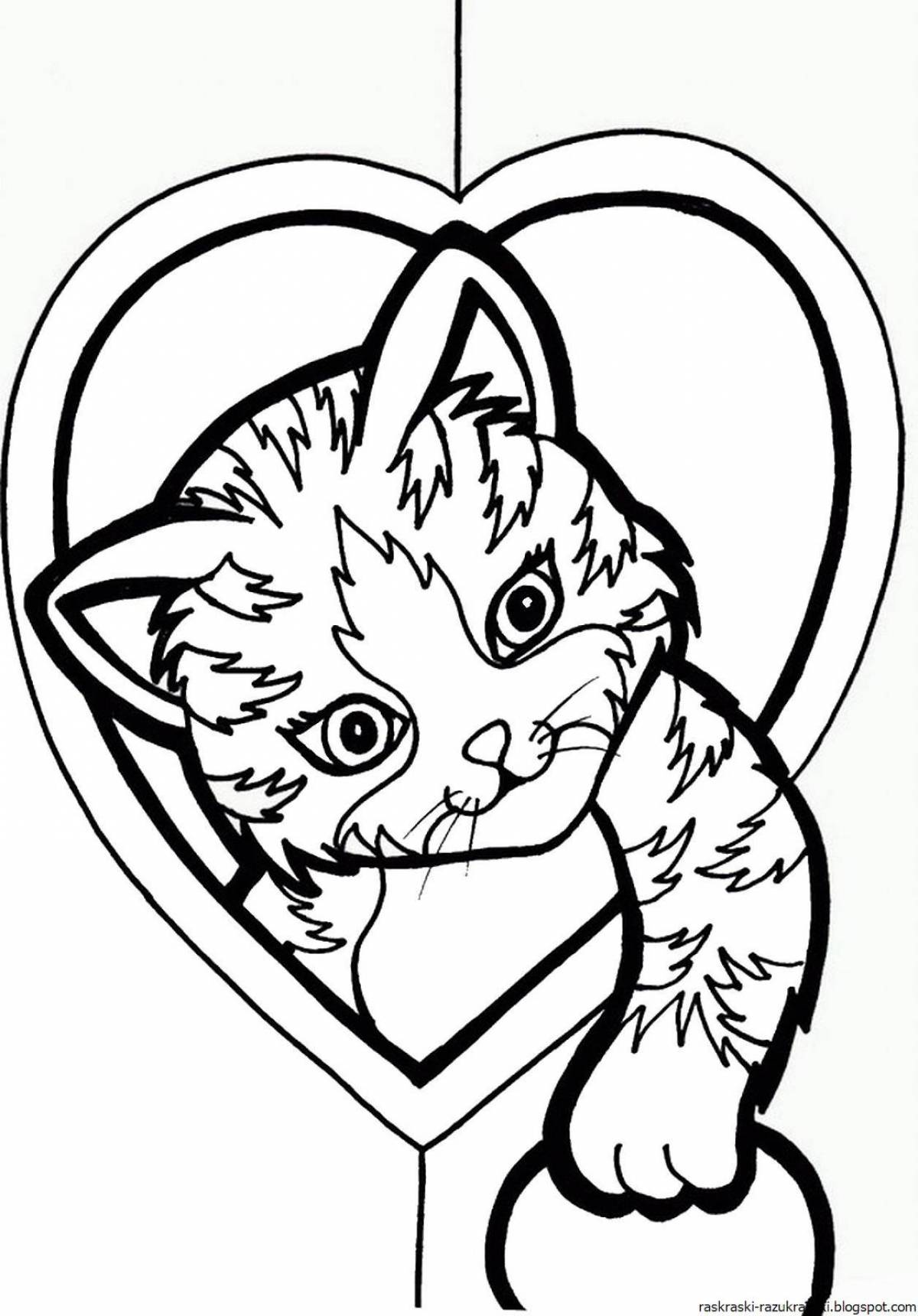 Coloring book bold kitten