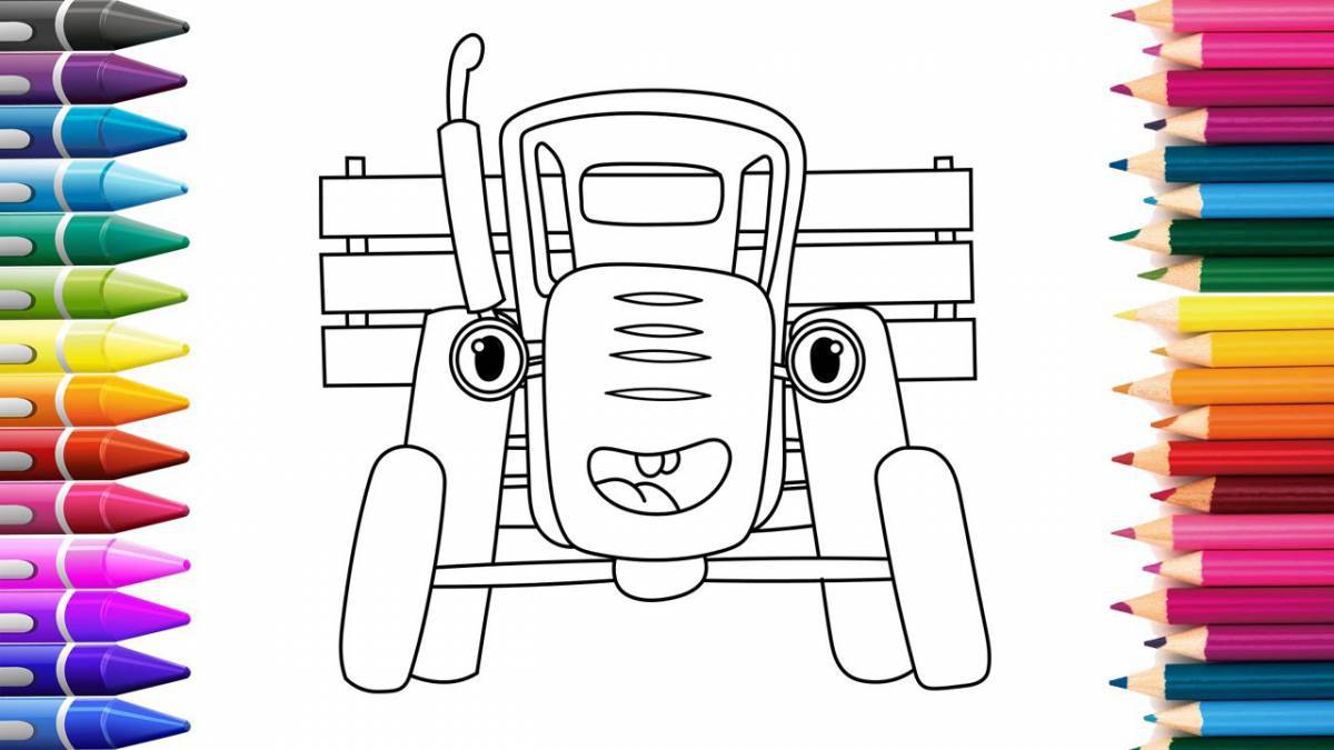 Awesome blue tractor coloring book