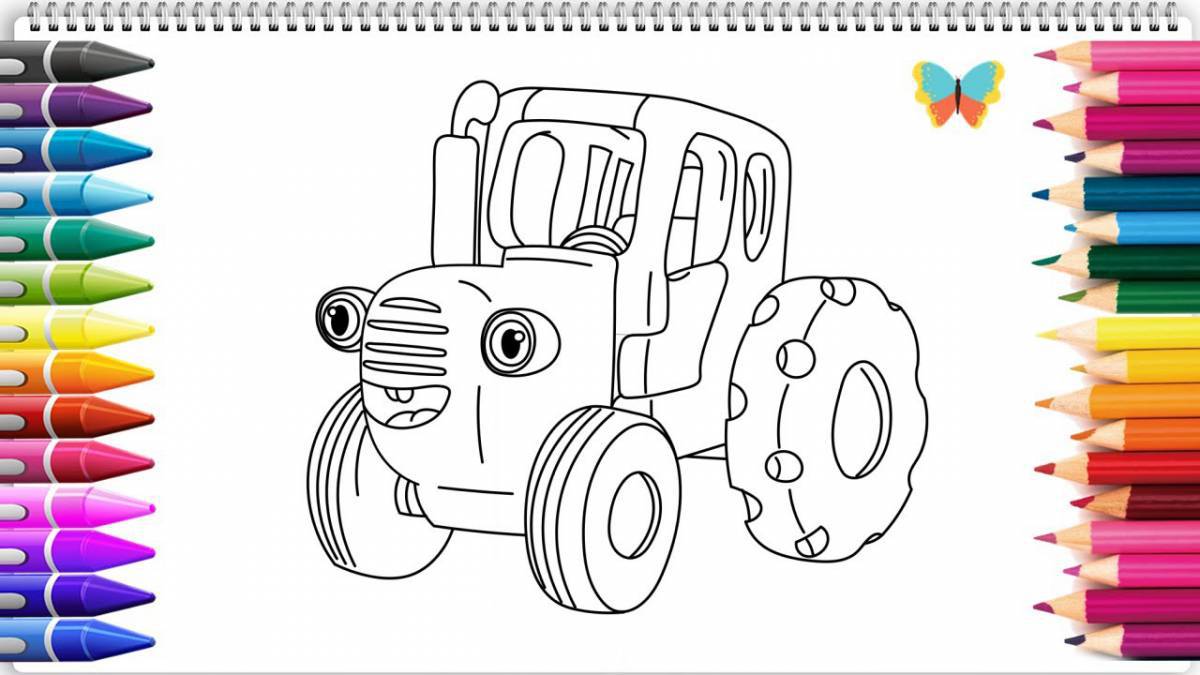 Sweet blue tractor coloring book