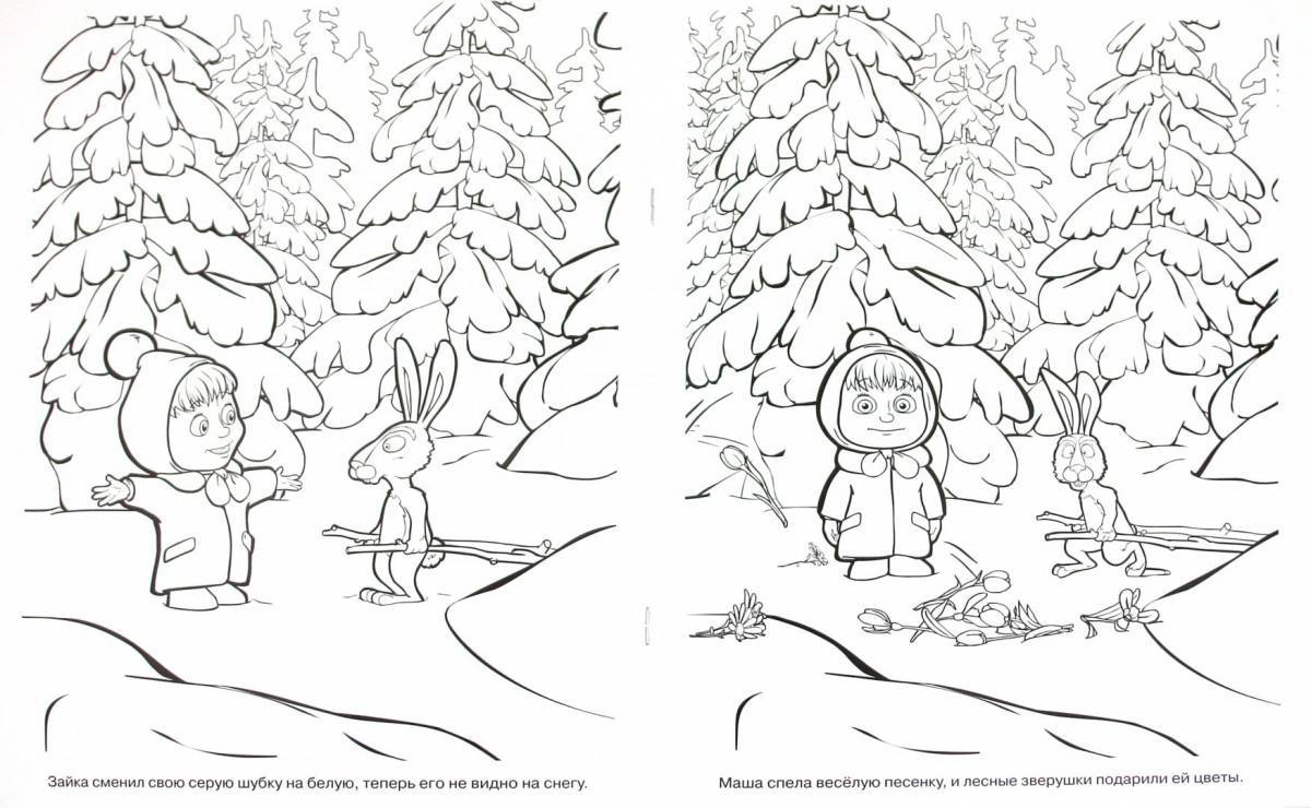 Vivid winter forest coloring pages for kids