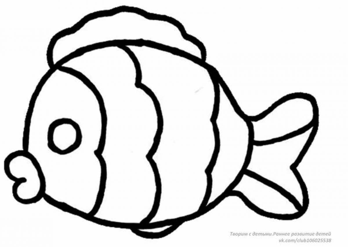 Смешная рыбка-раскраска для детей 4-5 лет