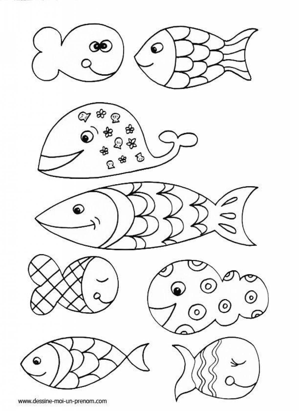 Причудливая рыбка-раскраска для детей 4-5 лет