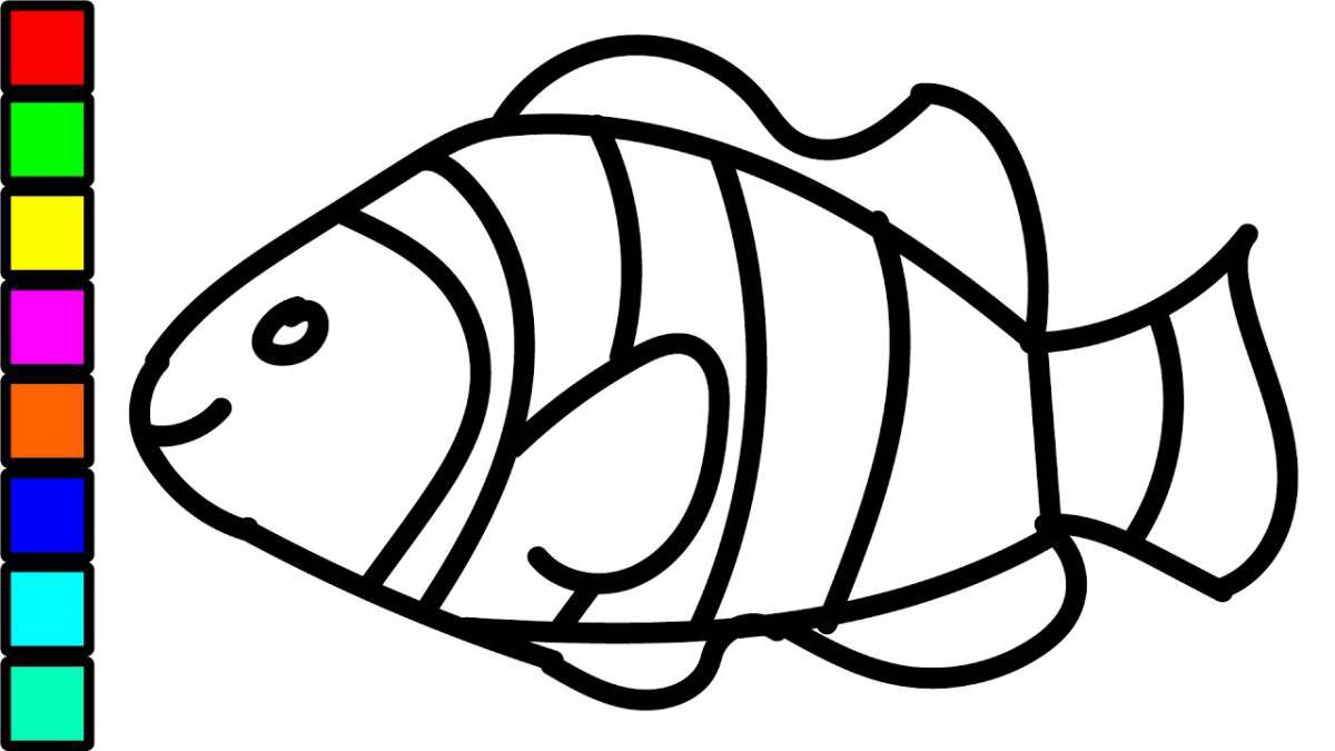 Блестящая рыбка-раскраска для детей 4-5 лет