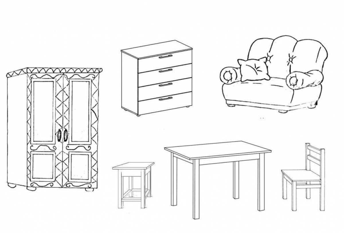 Раскраска мебель в комнате
