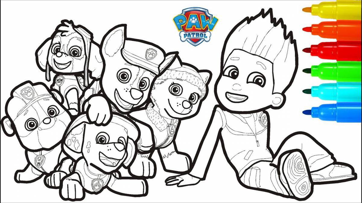Great coloring page paw patrol for kids 6-7 years old