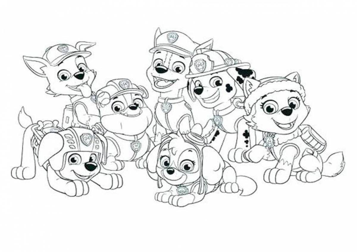 Adorable Paw Patrol Coloring Page for 6-7 year olds