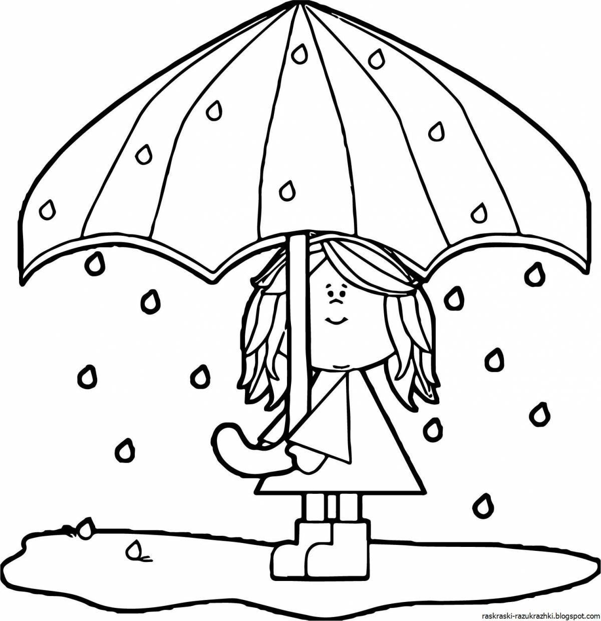 Анимированная страница раскраски зонтика