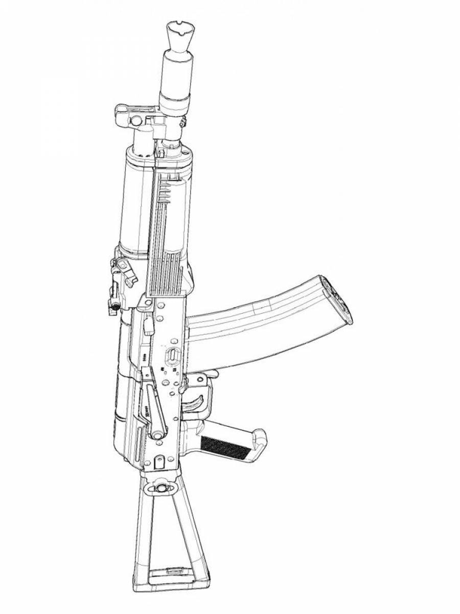 раскраска автомат калашникова распечатать