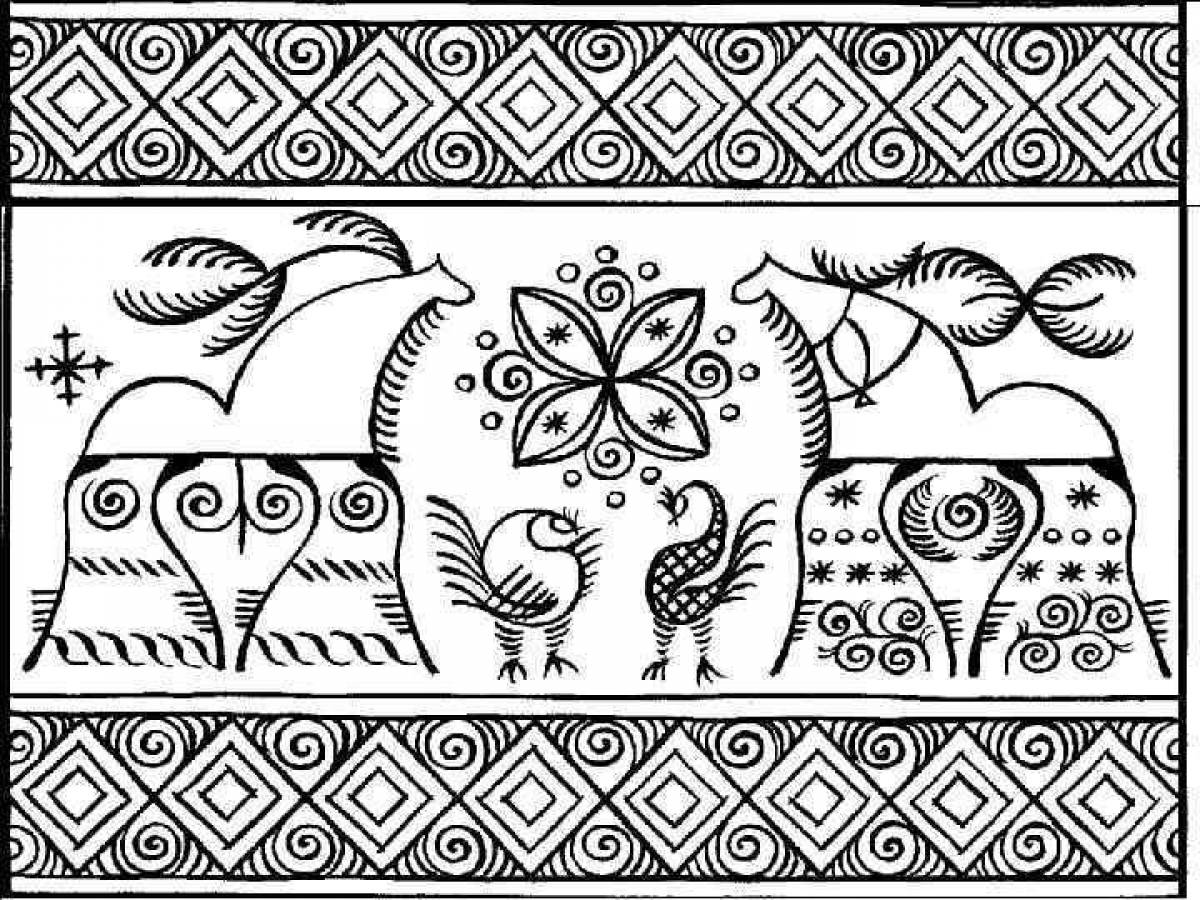 Мезенская роспись геометрический орнамент
