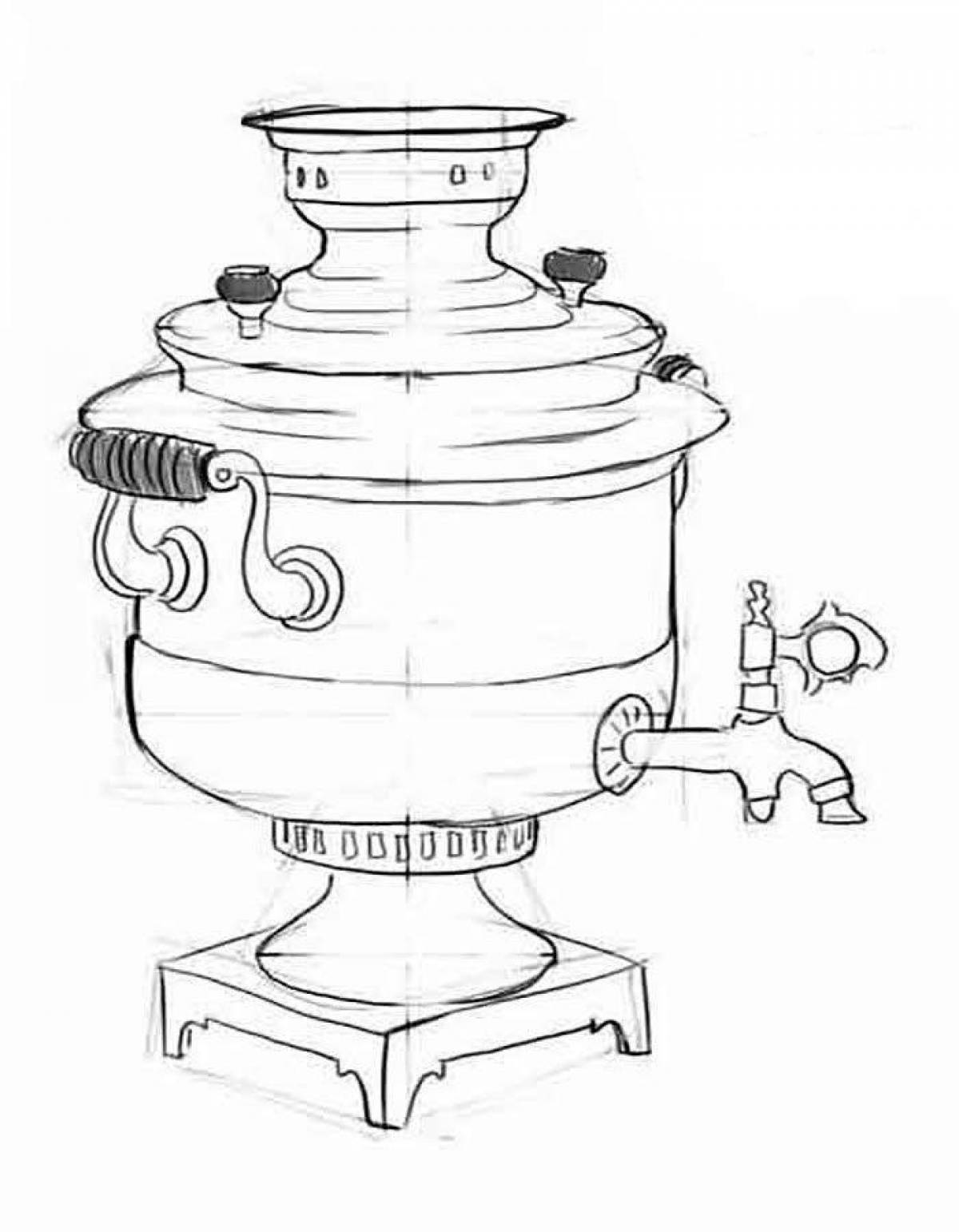 Самовар картинка для раскрашивания