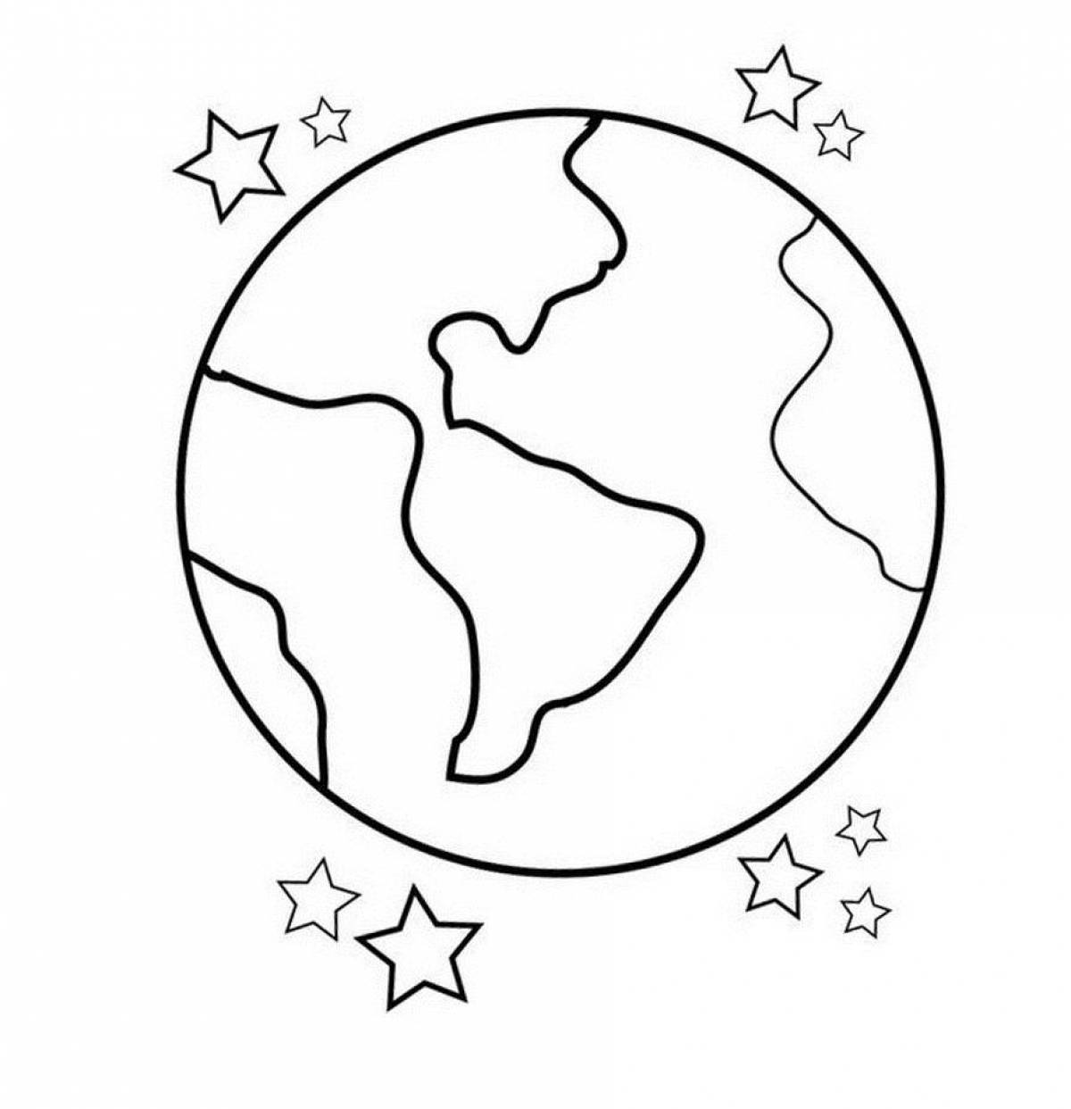 Раскраска Планета земля для детей 3-4 лет