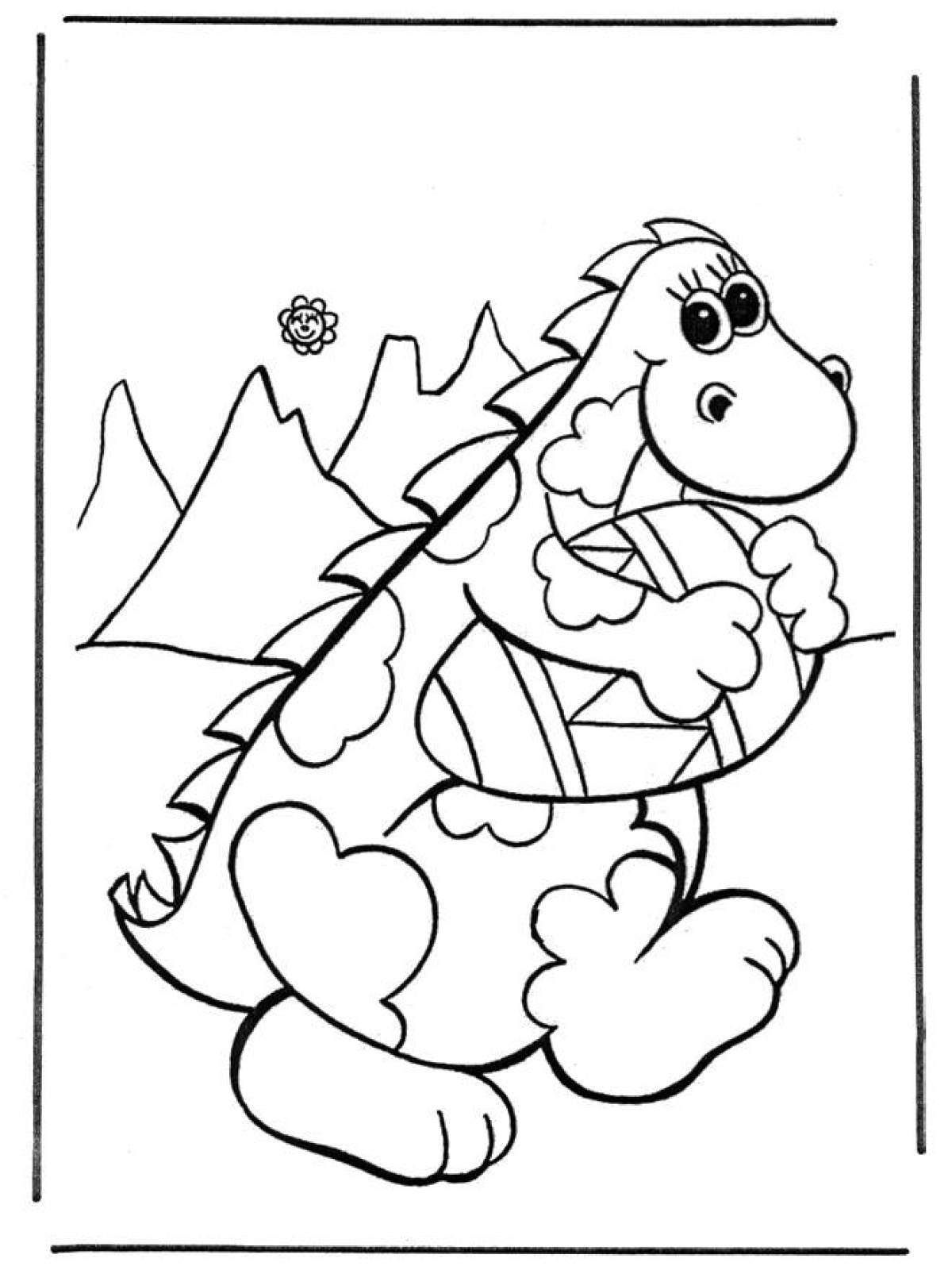 Playful dinosaur team coloring page