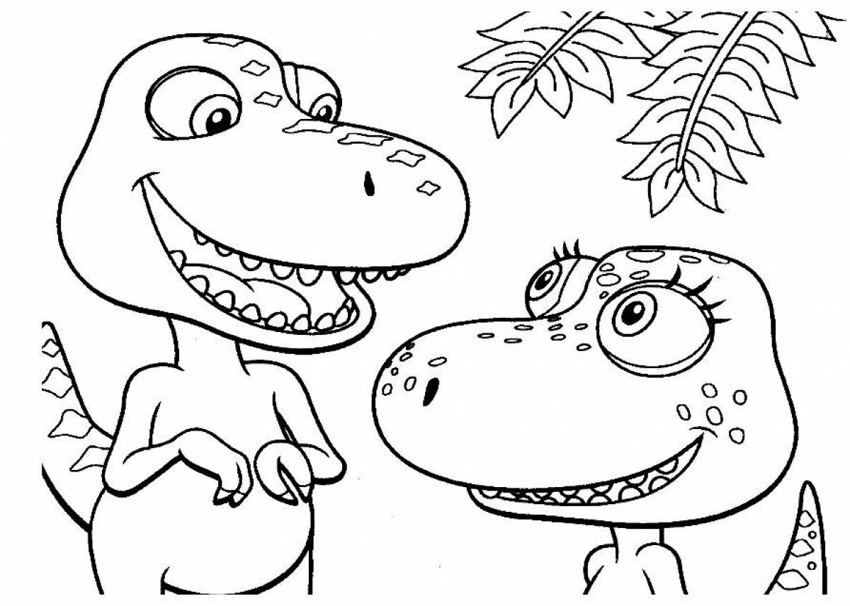 Coloring page outstanding team of dinosaurs